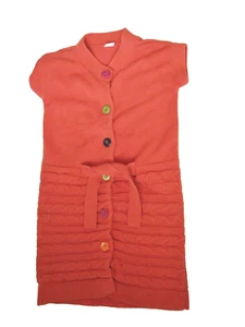 Gymboree Girl Orange Sweater Dress L 10-12 Flower Multi-Color Button 2008 - Picture 1 of 5