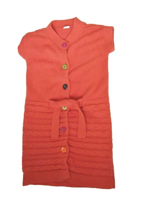 Gymboree Girl Orange Sweater Dress L 10-12 Flower Multi-Color Button 2008 - Image 1 of 4