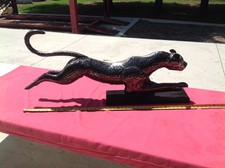 FABULOUS MID-CENTURY MODERN FULL BODY METAL SCULPTURE BLACK PANTHER 43" LONG
