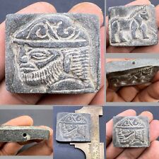 Old Ancient Bactrian Greek King Face Engraved Double Side Stone Amulet Bead