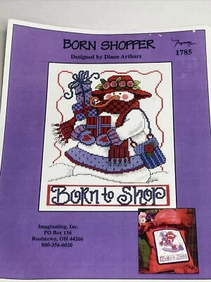 Imaginating Born To Shop with Button Cross Stitch Pattern - Image 1 of 4