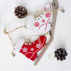  2 pièces pendentif chaussures de ski patins en bois blanc et rouge pour arbre de Noël