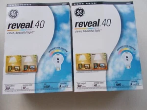 New 48687 GE REVEAL 40 Watt Light 8 Bulbs 2 Packs of Four each A19 Tested - Picture 1 of 4