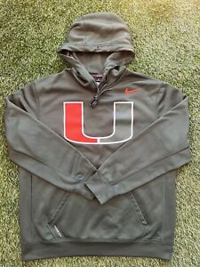 Nike Therma-Fit University of Miami Hurricanes Hoodie Hooded Sweatshirt sz L