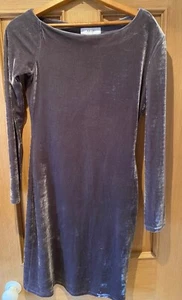 Reiss Velvet Cocktail Dress UK 10 Grey / Silver Chic + Matching scarf - Picture 1 of 7