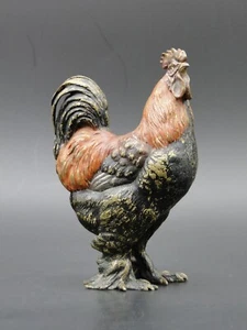 Franz Bergmann Bronzefigur Jugendstil Wiener Bronze Hahn Kaltbemalung um 1900 - Bild 1 von 19