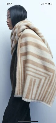 Zara Jacquard Bufanda Taupe Beige Foto 1 de 4