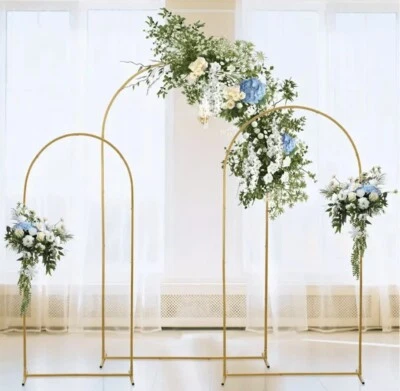 3PCS Metal Arch Backdrop Stand,Gold Balloon Wedding Arch Stand - Image 1 of 2