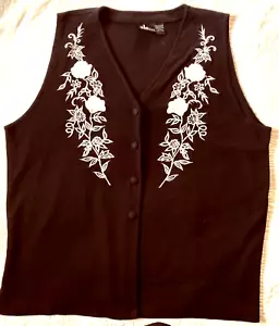 De Colección Años 90 JK Tejidos Mujeres Plus 22/24 Suéter Chaleco Negro Y2K Blusa Bordada - Imagen 1 de 12