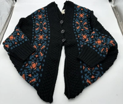 Cárdigan boho negro tejido apretado mangas Dolman azteca Flying Tomato para mujer 3/4 talla M Foto 1 de 4