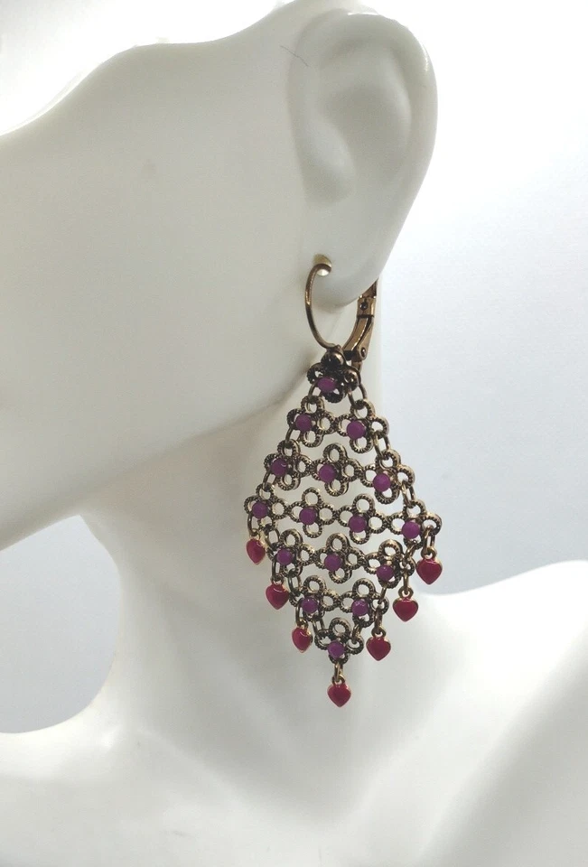 Pendientes de araña colgantes Catie Stein bronce en tono púrpura y fushia Foto 1 de 4