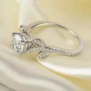 2Ct Round Lab-Created Diamond Women Cluster Wedding Ring 14k White Gold Plated - Picture 1 of 4