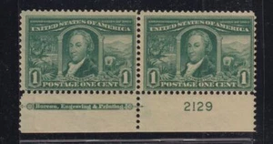 1904 Louisiana Purchase 1c green Sc 323 plate number & imprint MVLH OG (TB - Picture 1 of 2