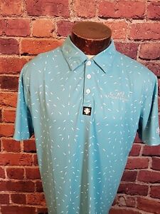 Cactus Hack Men's Large Blue White Abstract Short Sleeve Golf Polo Shirt⛳