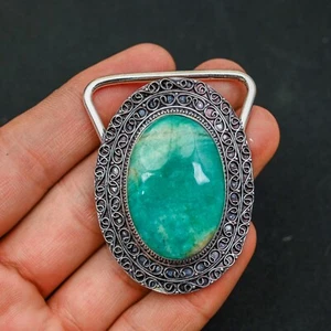 Aquamarine Gemstone 925 Sterling Silver Handmade Jewelry Belt Buckle Fine Gift - Picture 1 of 4
