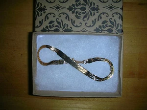 23 Karat Gold Plated Fancy Chain and Inscribed Bracelet USA 7 inch in Gift Box - Picture 1 of 4