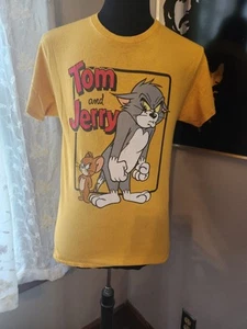 Camiseta amarilla manga corta Tom and Jerry de dibujos animados para hombre talla mediana - Imagen 1 de 2