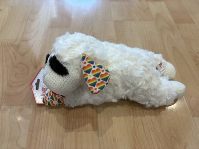 Multipet Lambchop Rainbow Heart Love is Love Ear 10" Lamb Chop Dog Toy Squeak - Image 1 of 3