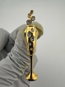 Flauta de champán tono dorado de colección Avon con estrás burbujas corbata pin tac - Imagen 1 de 9
