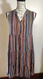 Abito smanicato a righe cavalletto lunghezza ginocchio taglia media multicolore boho - Foto 1 di 5