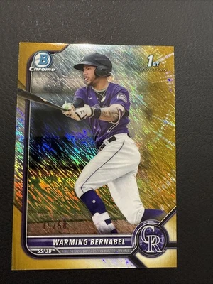 2022 Bowman Chrome 1st WARMING BERNABEL Gold Shimmer 15/50 - Image 1 of 2