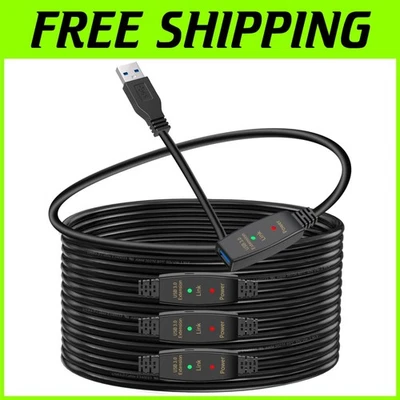 Durable 75ft USB 3.0 High-Speed Extension Cable - Ideal for Printers & Consoles - Image 1 of 4