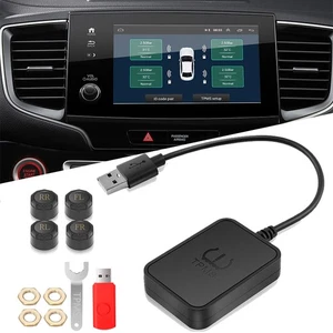 USB TPMS Android Tire Pressure Monitoring System Alarm with 4 External Sensors - Picture 1 of 10