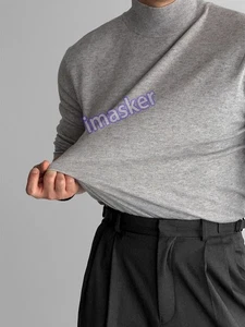 Suéter Tejido Cuello Alto Para Hombre Otoño/Invierno Color Sólido Suéter Prendas para el torso Negocios - Imagen 1 de 27