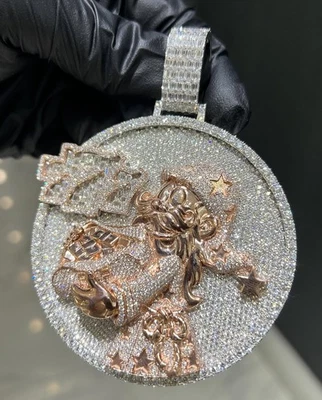 Colgante personalizado para hombre 5,50 quilates corte redondo probador pase moissanita plata de ley 925 Foto 1 de 4