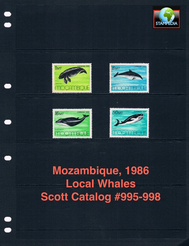 $11.05 Scott Value - 1986 MOZAMBIQUE Whales Indian Ocean CV MNH NH UMM - Image 1 of 4