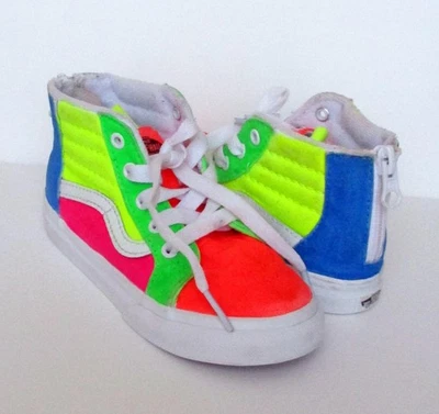 Zapatillas altas Vans Off The Wall colores neón cremallera trasera niño pequeño talla 9 Foto 1 de 4