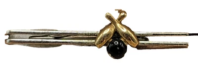 Vintage Hickok 3 Inch Bowling Theme Tie Clip Mid Century USA GC - Image 1 of 4