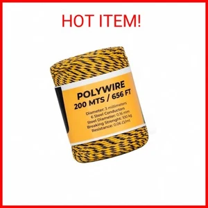 TRAE Electric Fence Polywire 656 Feet / 200 Meters, 6 Stainless Steel Strands f - Picture 1 of 2