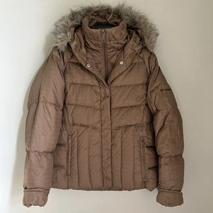 Columbia Daunen gefütterte Jacke Skimantel Omni Shield Damen Large gold Fellbesatz Kapuze - Bild 1 von 17