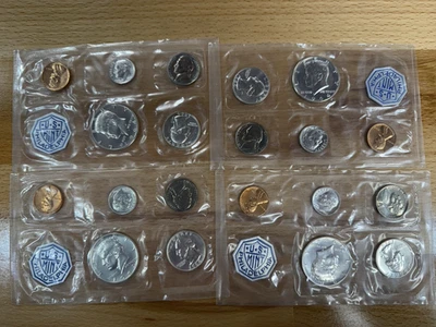 1964 US Silver Proof Sets Lot of 5 Gem Sets w. no Envelopes   E1726 - Image 1 of 4