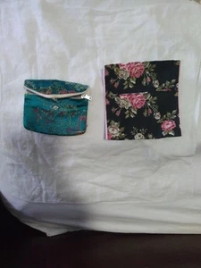 2 NEW FESTIVAL HANDMADE SM CHANGE PURSE WITH TWO POCKETS AND ZIPPERS & LINER - Picture 1 of 8