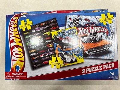 Hot Wheels Puzzles Educational 3 puzzle pack 24 piece puzzles  NEW - Image 1 of 2