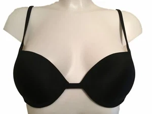 Sujetador negro con aros 36A acolchado push up huit cosmético A4 baja caída delantera - Imagen 1 de 2