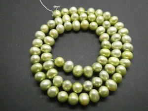 Genuine Freshwater Pearls Pale Green Almost Round Small 6mm Beads Strand 16" - Picture 1 of 5