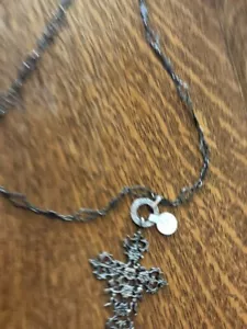 ANTICA CROCE CHERUBINI PERUZZI IN ARGENTO STERLING E CATENA FLOREALE 28" - Foto 1 di 7