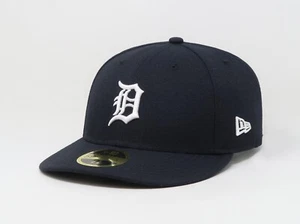 New Era 59Fifty Men Boys Cap Detroit Tigers Low Profile Navy Blue Fitted Hat - Picture 1 of 5