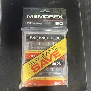 Neu 2er-Pack Vintage Memorex dB Serie 90 Minuten leere Kassetten 1980er Set Requisite - Bild 1 von 3