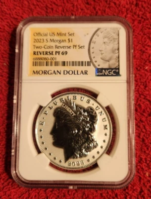 2023 S $1 Morgan Silver Dollar NGC Reverse PF69 - Image 1 of 2