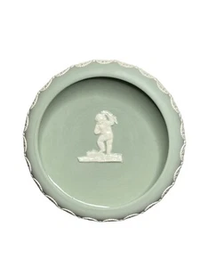 Vintage Dudson Hanley Jasper Ware Sage Green Cupid Pin Bowl Made in England 1945 - Picture 1 of 9