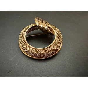 Kramer of New York goldfarbene Mesh Kreis Brosche Anstecknadel - Bild 1 von 6