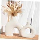  White Ceramic Vase Set Of 2, Pampas Grass Vases For Home Decor, Off-white