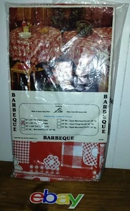 Vintage Styled By Lise Red Vinyl Gingham Check Barbeque Tablecloth 52x96 New ! - Picture 1 of 5