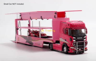 ZD 1:64 Pink Scania S730 Enclosed Double Deck Truck Model Diecast Metal Car BN - Image 1 of 4