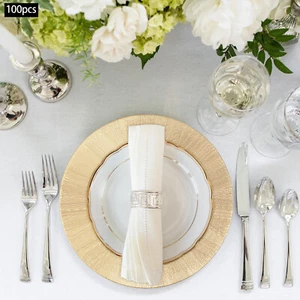 100 Pcs Charger Plates Bulk, 13" Round Charger Plates Plastic Wedding Dinner - Picture 1 of 17