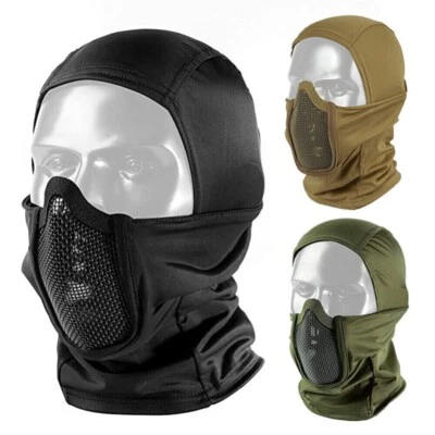 Máscara facial completa táctica de malla de acero para tocado de caza de pasamontañas Airsoft paintball Foto 1 de 4